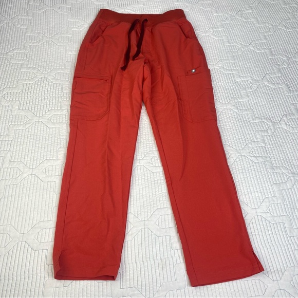 FIGS Scrub Pants Womens Sz S Yola Skinny High Waisted Orange Red Medical Nurse - Picture 1 of 9